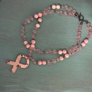 Pink Handmade Breast cancer necklace